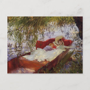Cartão Postal John Sargent - Duas Mulheres Dormindo em uma Caça