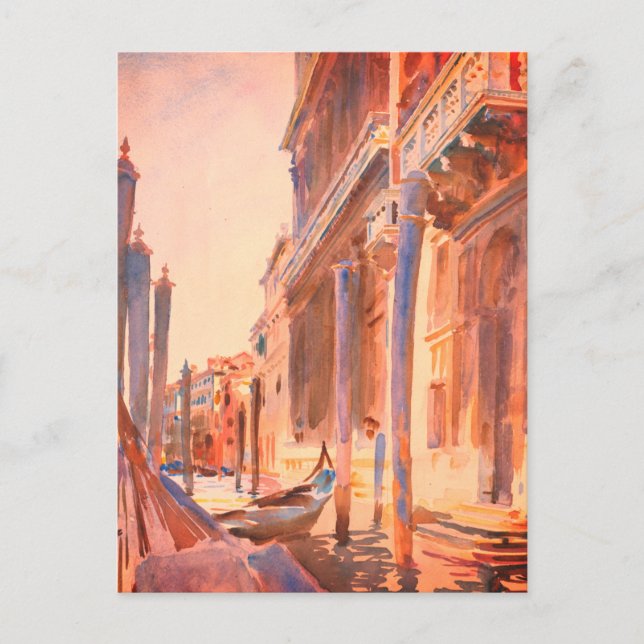 Cartão Postal John Singer Sargent Gondola Moorings Veneice (Frente)