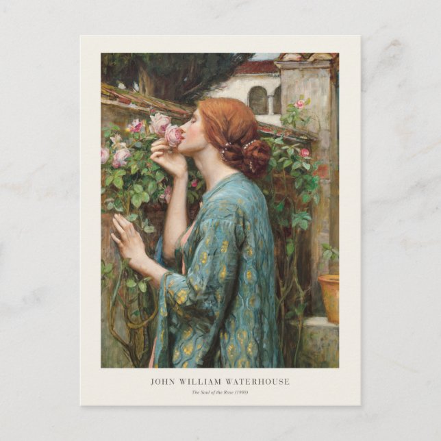 Cartão Postal John William Waterhouse A Alma da Rosa 1908 (Frente)