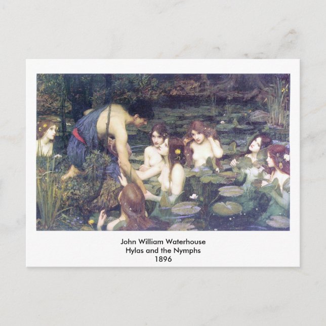 Cartão Postal John William Waterhouse - Hylas e as Ninfas (Frente)