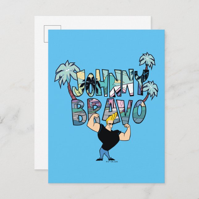 Cartão Postal Johnny Bravo Palm Tree Name (Frente/Verso)
