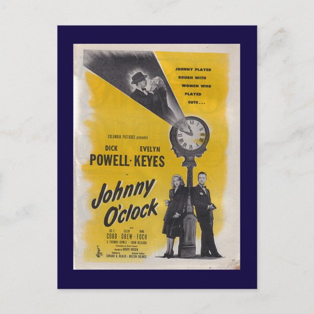 Cartão Postal Johnny O'Clock - Poster monocromático (Frente)
