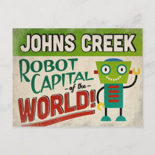 Cartão Postal Johns Creek Georgia Robot - Engraçado Vintage