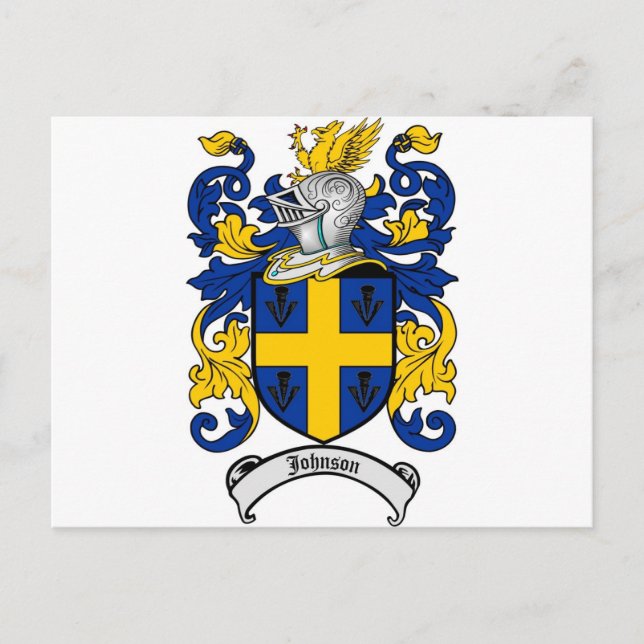 Cartão Postal Johnson Family Crest - Casaco de Armas (Frente)