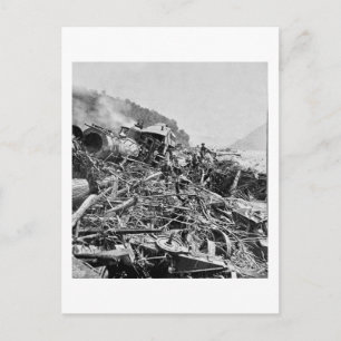 Cartão Postal Johnstown Flood Train Wreck Vintage 1889
