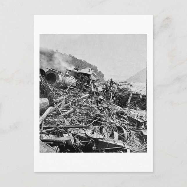 Cartão Postal Johnstown Flood Train Wreck Vintage 1889 (Frente)