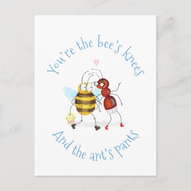 Cartão postal joia de abelha e calças de formiga (Frente)