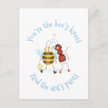 Cartão postal joias da abelha e calças da formiga