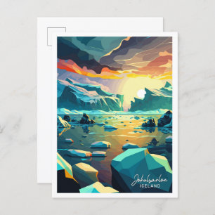 Cartão Postal Jokulsarlon Islândia Viagem Vintage ilustração