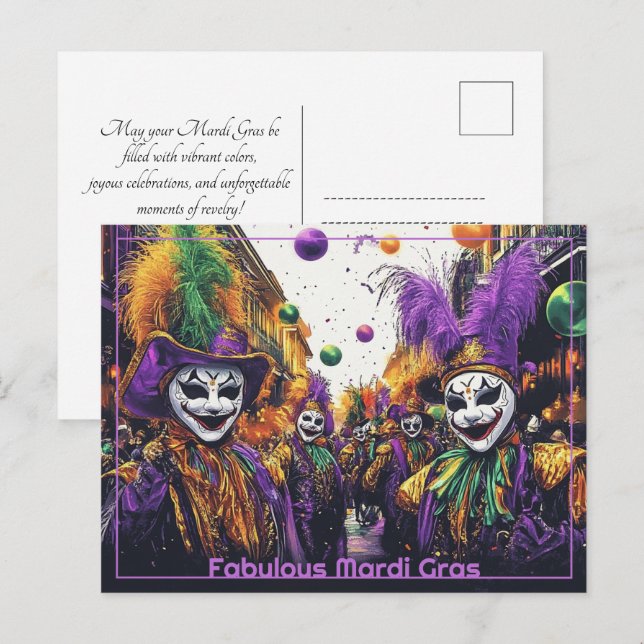 Cartão Postal 💚 💜 💛 Jolly Mardi Gras (Frente/Verso)