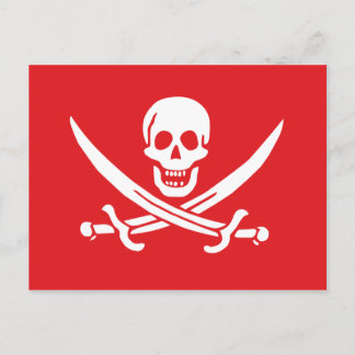 Cartão Postal Jolly Roger de Calico Jack Rackham (RED)