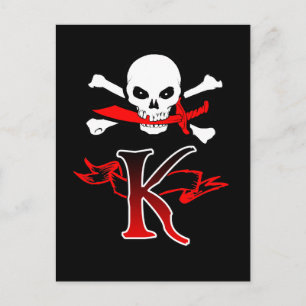 Cartão Postal Jolly Roger K Monograma Inicial