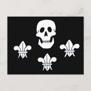 CARTÃO POSTAL JOLLY ROGER SKULL E TRÊS MENTIRAS FLAG