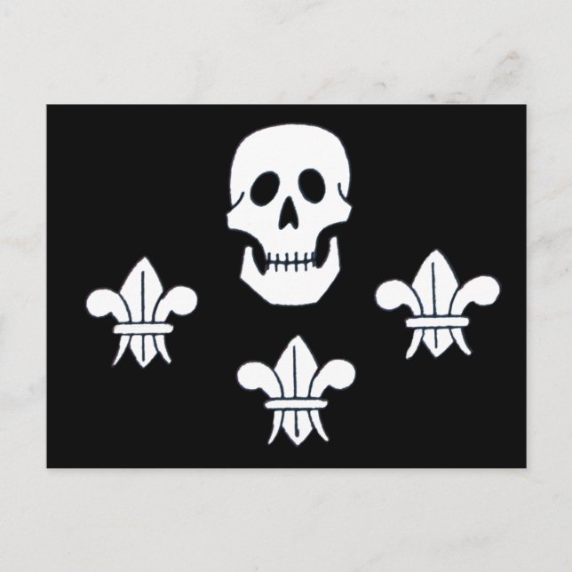 CARTÃO POSTAL JOLLY ROGER SKULL E TRÊS MENTIRAS FLAG (Frente)