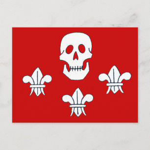 CARTÃO POSTAL JOLLY ROGER SKULL E TRÊS MENTIRAS FLAG