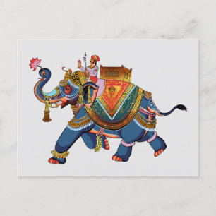 Cartão Postal Jornada do Elefante Real: Desenho Folclórico India