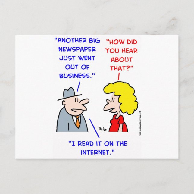 Cartão Postal jornais morrendo de internet (Frente)