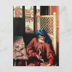Cartão Postal Joseph retratado como um carpinteiro medieval