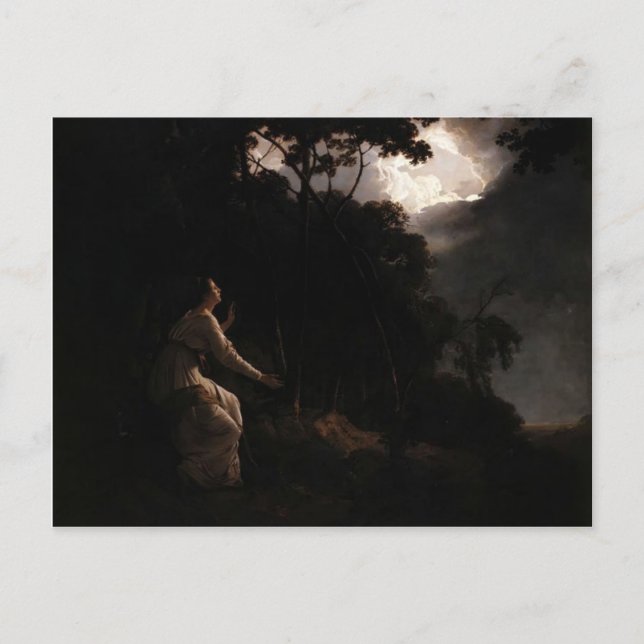 Cartão Postal Joseph Wright - A Dama no Comus de Milton (Frente)