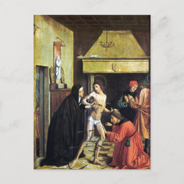 Cartão Postal Josse Lieferinxe São Sebastião Curado por Irene (Frente)