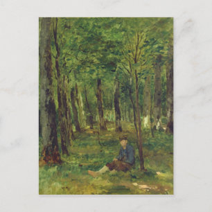 Cartão Postal Jovem agricultor sentado na floresta, 1878