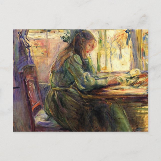 Cartão Postal Jovem escrevendo por Berthe Morisot (Frente)