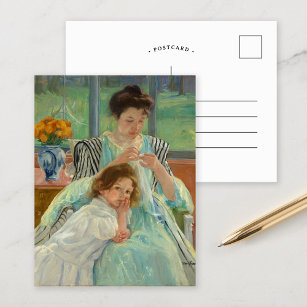 Cartão Postal Jovem Mãe Costurando   Mary Cassatt