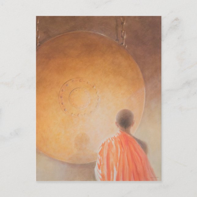 Cartão Postal Jovem Monk Budista e Gong Butão 2010 (Frente)