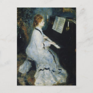 Cartão Postal Jovem Mulher ao Piano por Renoir