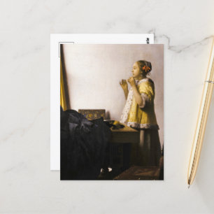 Cartão Postal Jovem Mulher com Colar Pérola, 1662 por Vermeer