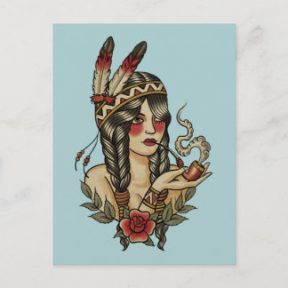 Cartão Postal Jovem mulher nativa americana
