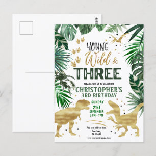 Cartão Postal Jovem Selvagem & Três Aniversário de Dinossauro