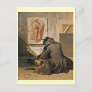 Cartão Postal Jovens Estudantes Desenhando, Chardin 1738