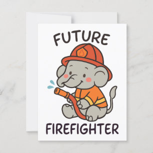 Cartão Postal Jovens Futuros Bombeiros de Elefante Bonito se div