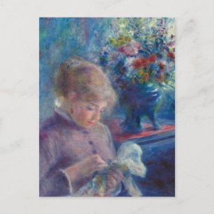 Cartão Postal Jovens mulheres costurando por Renoir - Arte Impre