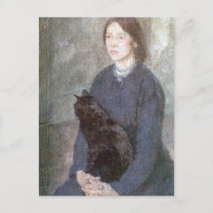 Cartão Postal Jovens segurando um gato negro - Gwen John