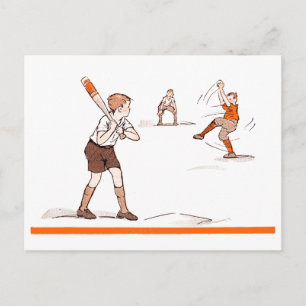 Cartão Postal Jovens Vintage Jogo de Baseball