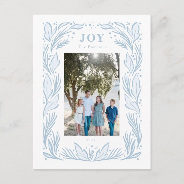 Cartão Postal Joy Christmas Wreath Photo (Frente)