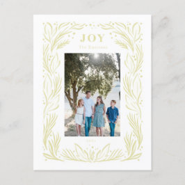 Cartão Postal Joy Christmas Wreath Photo Green
