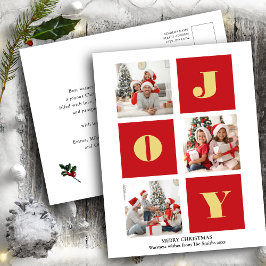 Cartão Postal JOY Elegant Dourado Snowflakes Foto de Script Mode