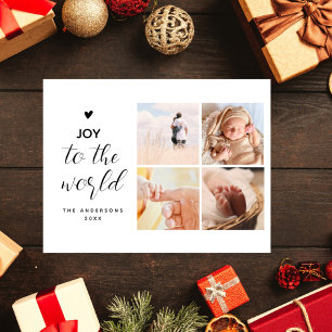 Cartão Postal Joy To The World Collage Christmas Four Fotos