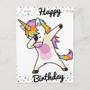 Cartão Postal Joyeux aniversaire licorne