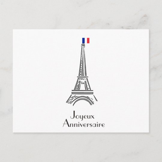 Cartao Postal Joyeux Anniversaire Eiffel Tower Aniversario Franc Zazzle Portugal