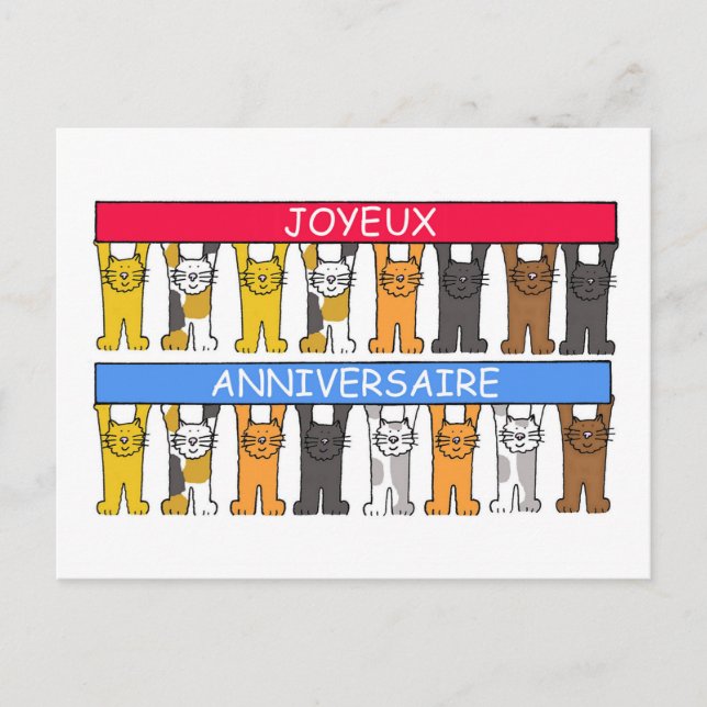 Cartão Postal Joyeux Anniversaire French Happy Birday (Frente)
