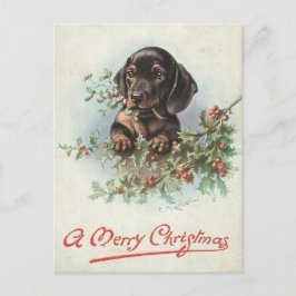 Cartão Postal Joyeux Noël chien Teckel