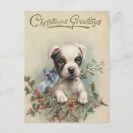 Cartão Postal Joyeux Noël chiot vintage