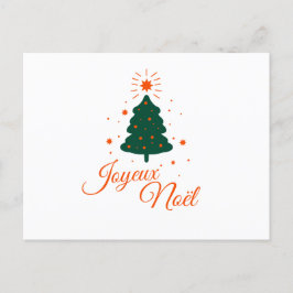 Cartão Postal Joyeux Noël en rouge : sapin classique et joyeux