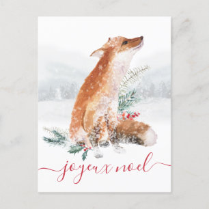 Cartão Postal Joyeux Noel Renard Rouge Forêt d'Hiver French