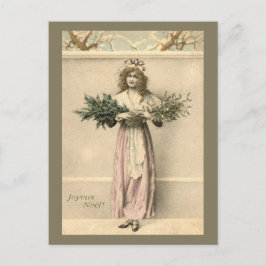 Cartão Postal Joyeux Noel Vintage Feliz Natal Woma