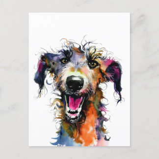Cartão Postal Joyful Lurcher | design de pinheiro corante | Happ